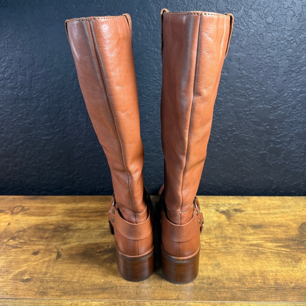 Frye Camryn Tall Harness FR42136 Cognac Leather Tall Boots Womens 10M - Picture 4 of 7